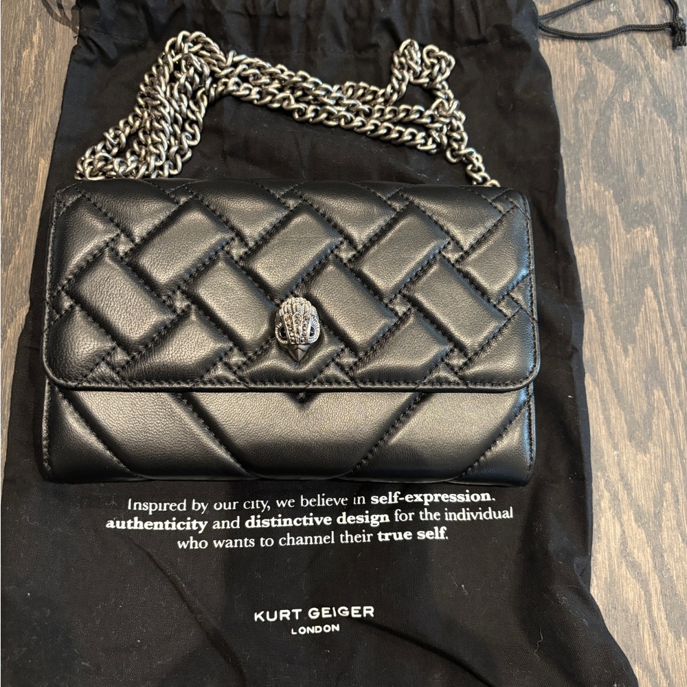 Kurt Geiger Kensington Black Quilted Chain Bag
